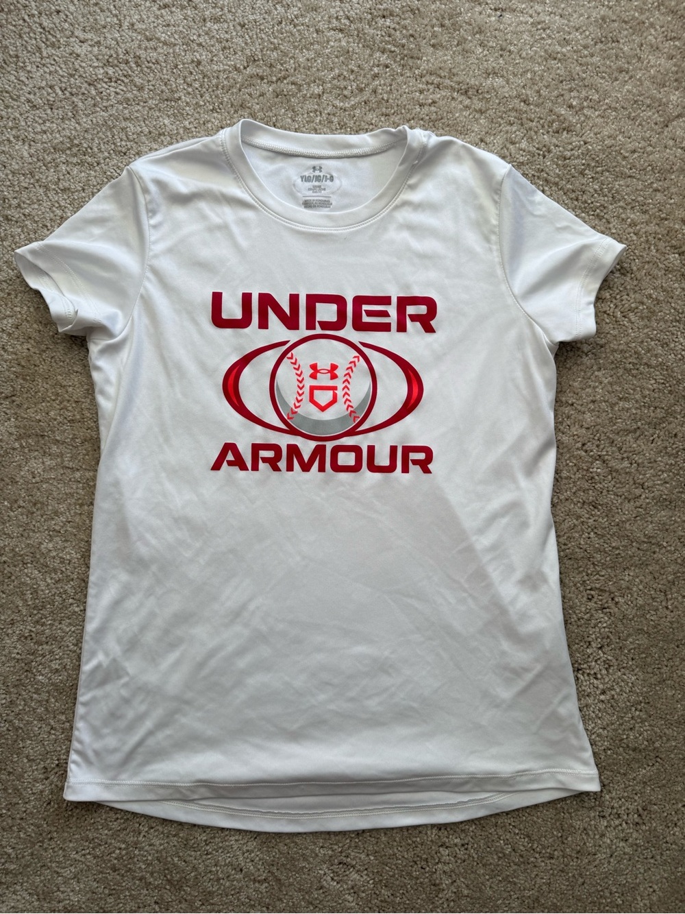 Under Armour White Short Sleeve Tee with Red Logo Graphic